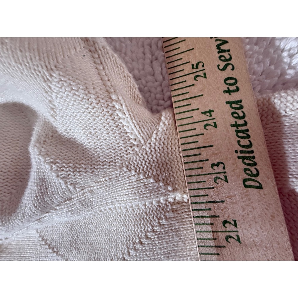 Vintage Carmel Golf Sweater Mens Large Cream White Cotton Knit Diamond Pattern L - Picture 5 of 10
